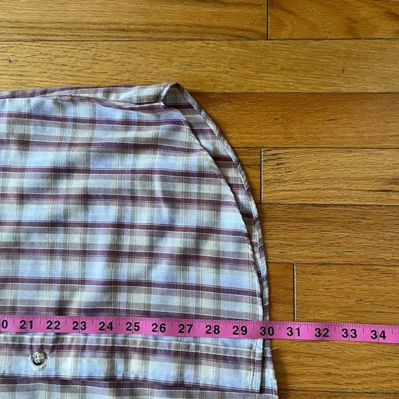 VTG 60s 70s Levi’s Button Shirt Western Plaid Pockets Maroon Red Gray White Tab - Picture 7 of 7